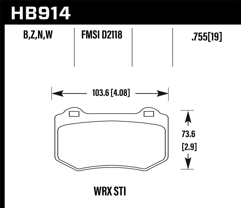 Subaru WRX STI Brake Pads - Hawk Performance - Ceramic - 2018
